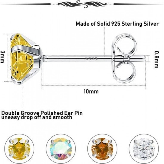 Birthstone Tiny Stud Earrings For Women Men 4Pairs 3MM Brilliant Cut Round Cubic Zirconia Earrings Hypoallergenic Colorful CZ Earrings Birthstone Tiny Stud Earrings For Women Men 4Pairs 3MM Brilliant Cut Round Cubic Zirconia Earrings Hypoallergenic Colorful CZ Earrings